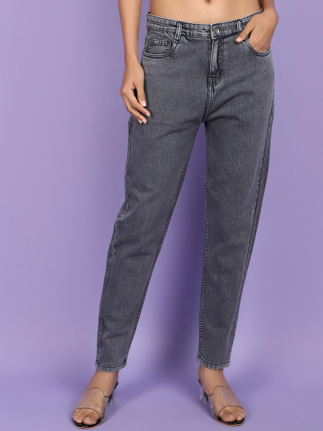 

V-Mart Women High-Rise Highly Clean Look Cotton Jeans, Grey