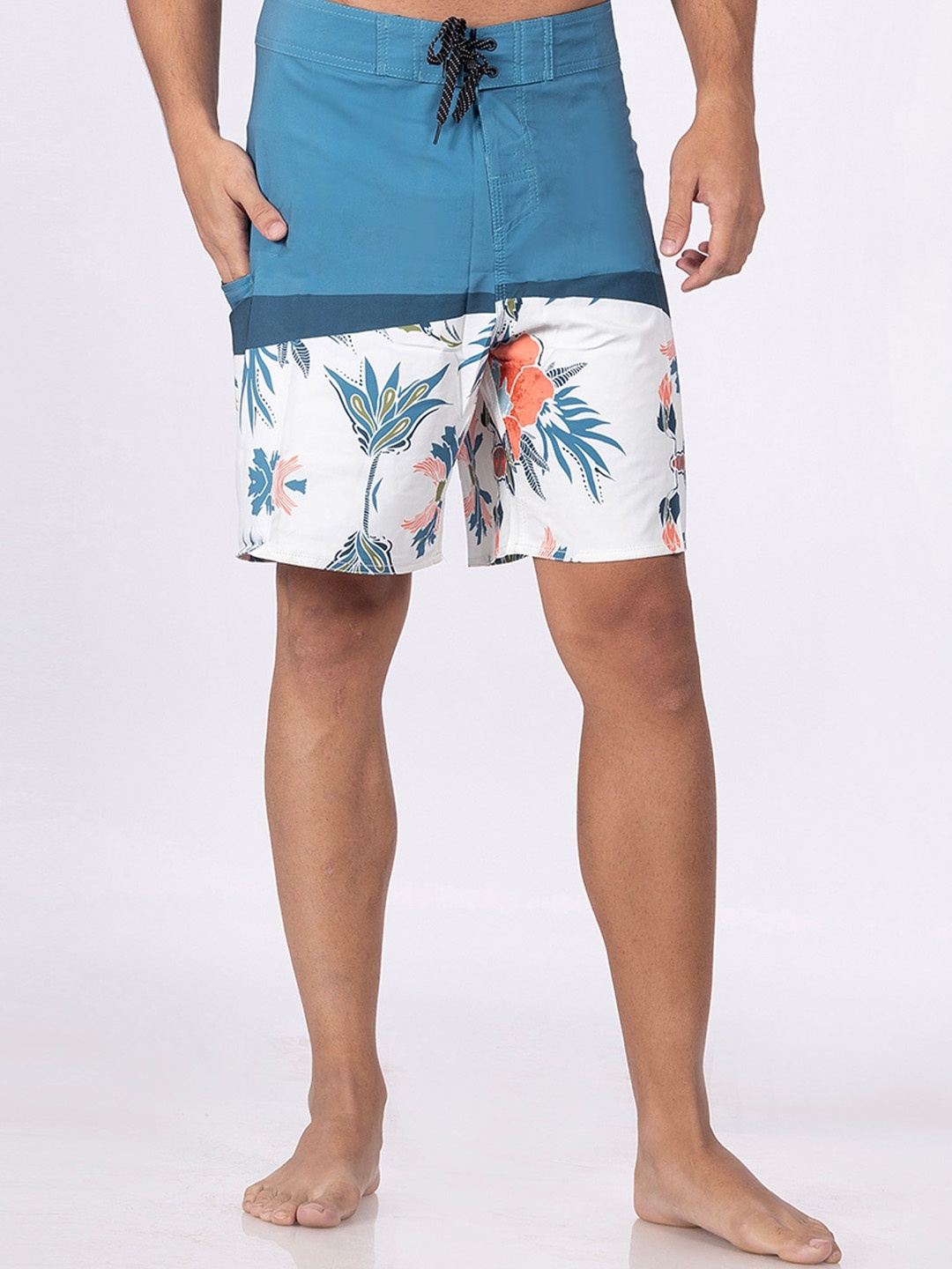 

DIMEH Men Mid Rise Quick Dry Swim Bottoms, Blue
