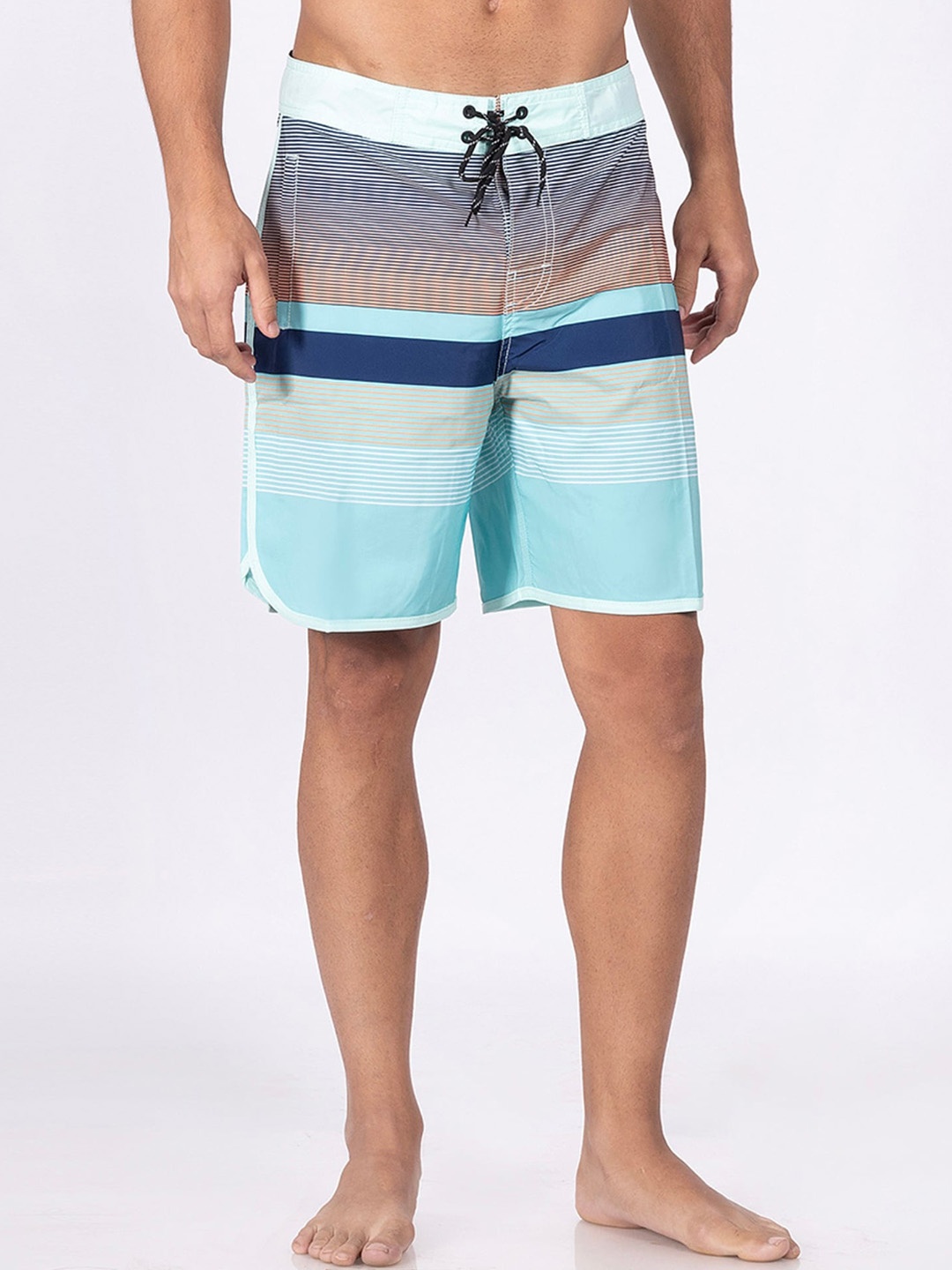 

DIMEH Men Mid-Rise Quick Dry Swim Bottoms, Blue