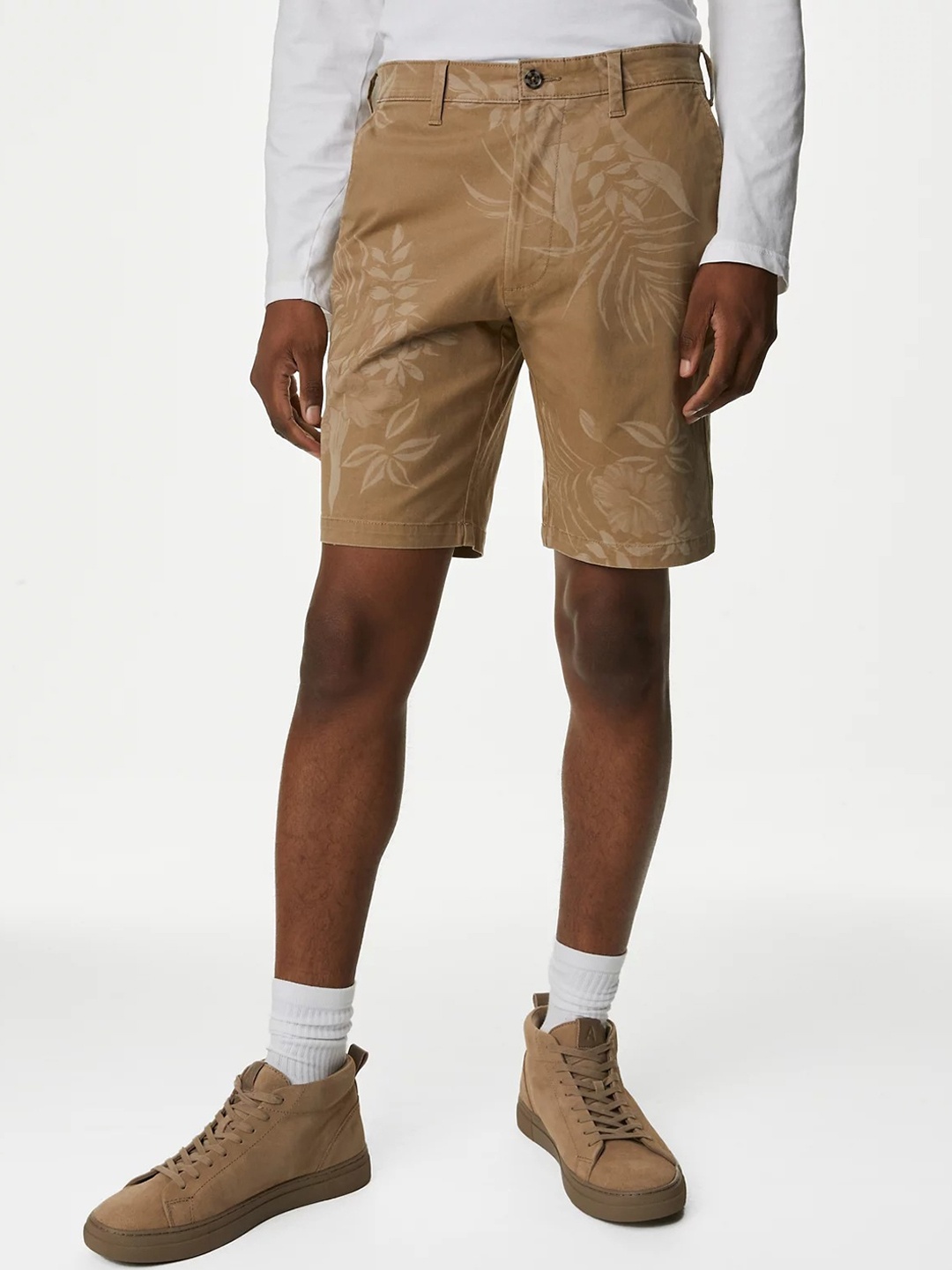

Marks & Spencer Men Floral Printed Shorts, Beige