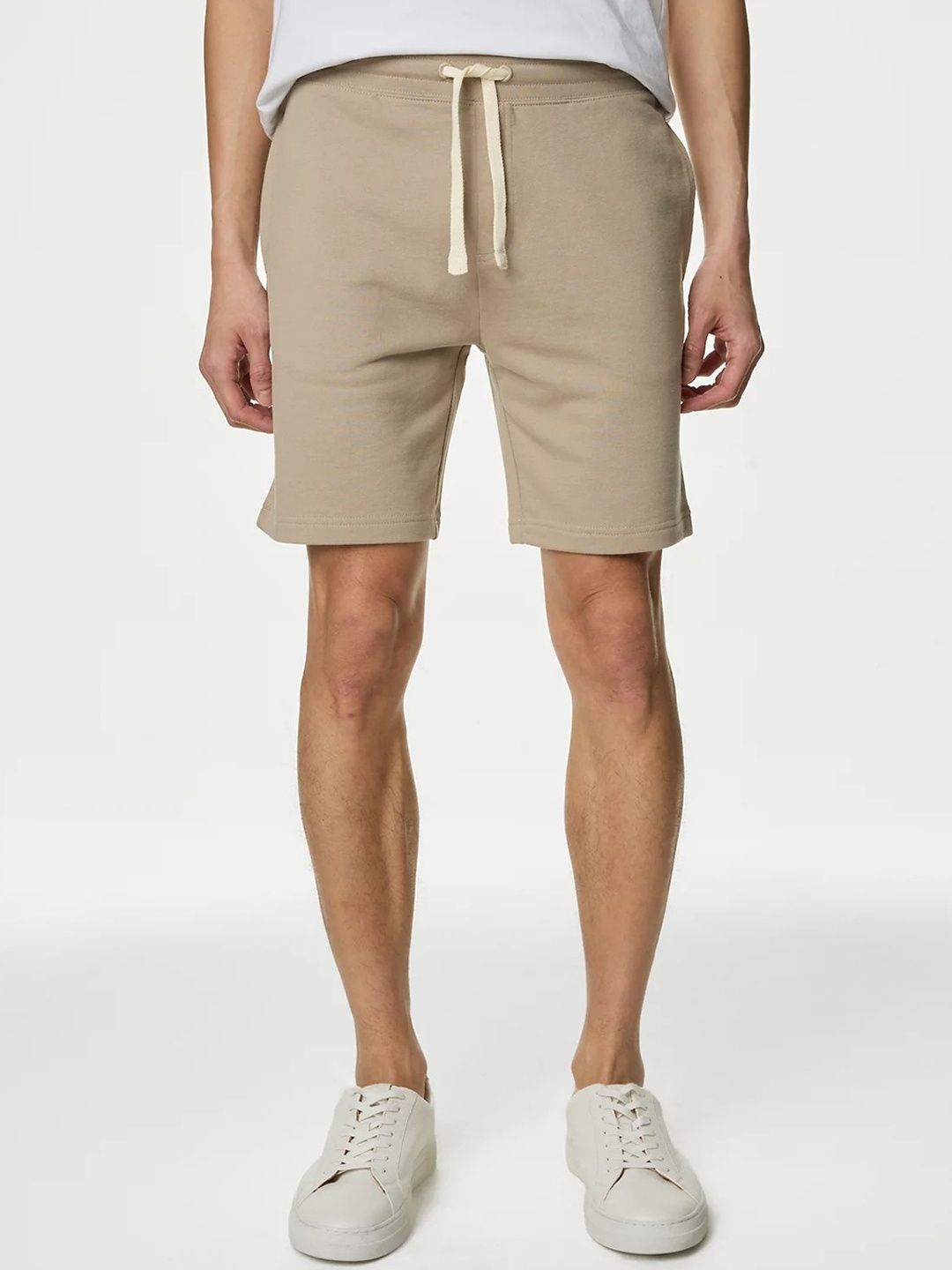 

Marks & Spencer Men Mid-Rise Pure Cotton Shorts, Beige