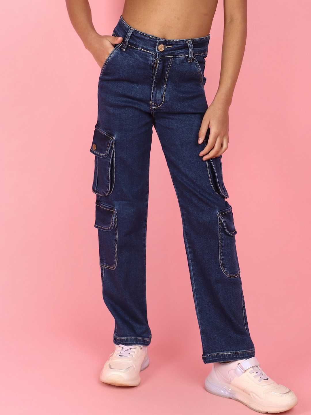 

V-Mart Girls Straight Fit High-Rise Jeans, Blue