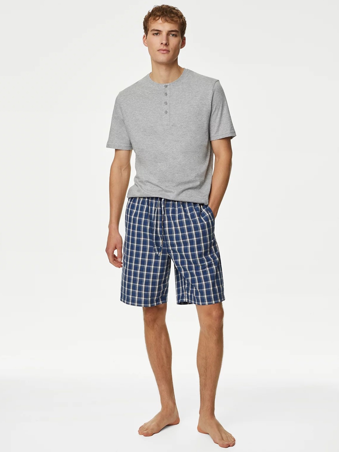 

Marks & Spencer Round Neck Pure Cotton Night Suit, Grey