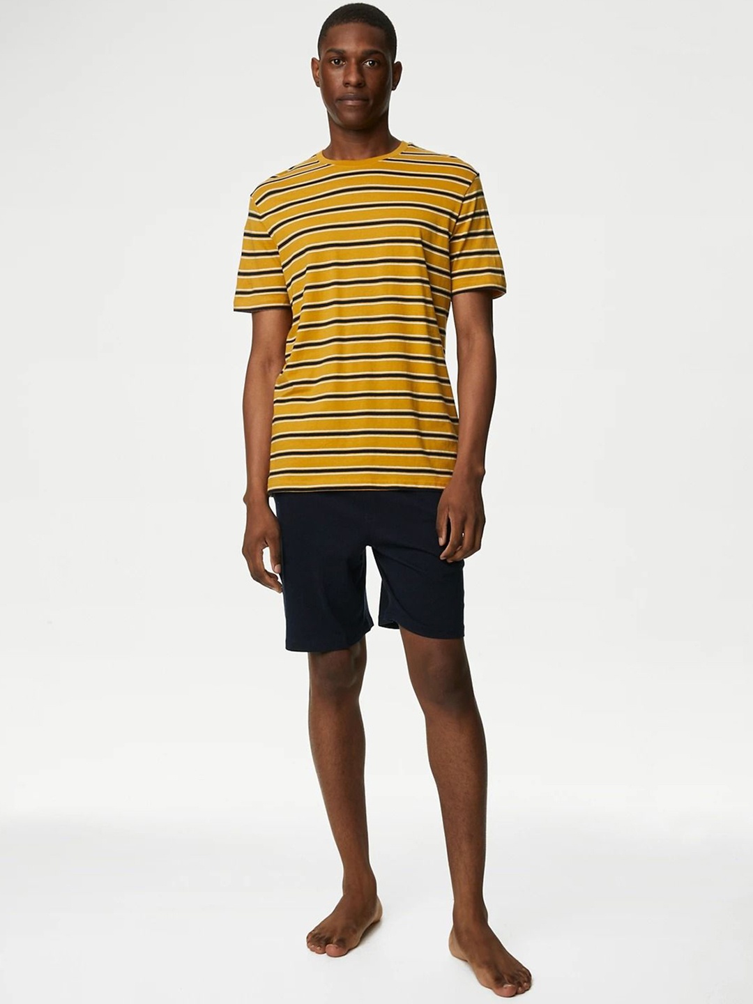 

Marks & Spencer Striped Pure Cotton Night suit, Yellow