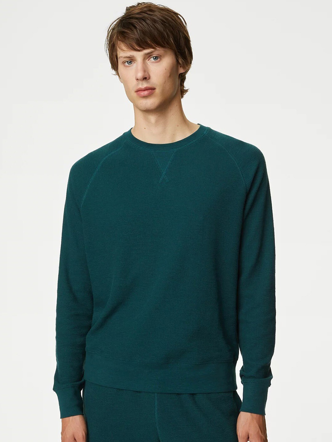 

Marks & Spencer Round Neck Pure Cotton Lounge Sweatshirt, Green