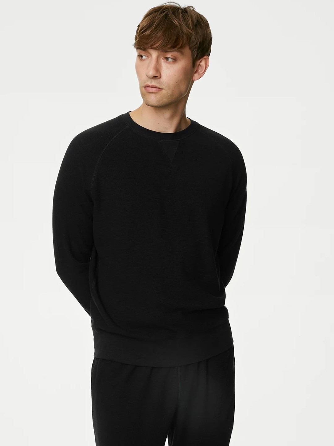 

Marks & Spencer Round Neck Pure Cotton Lounge Sweatshirt, Black