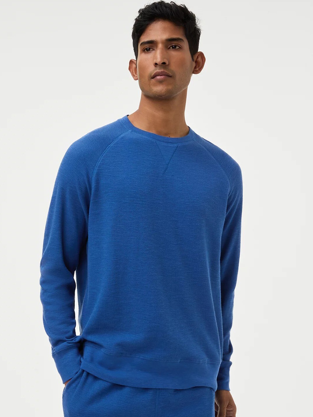 

Marks & Spencer Round Neck Pure Cotton Lounge Sweatshirt, Blue