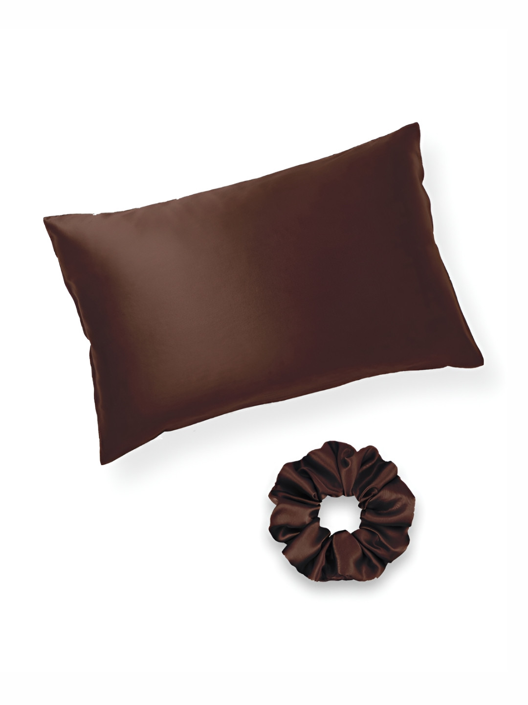 

Furbo Brown Pure Silk Rectangle Pillow Covers With Scrunchies