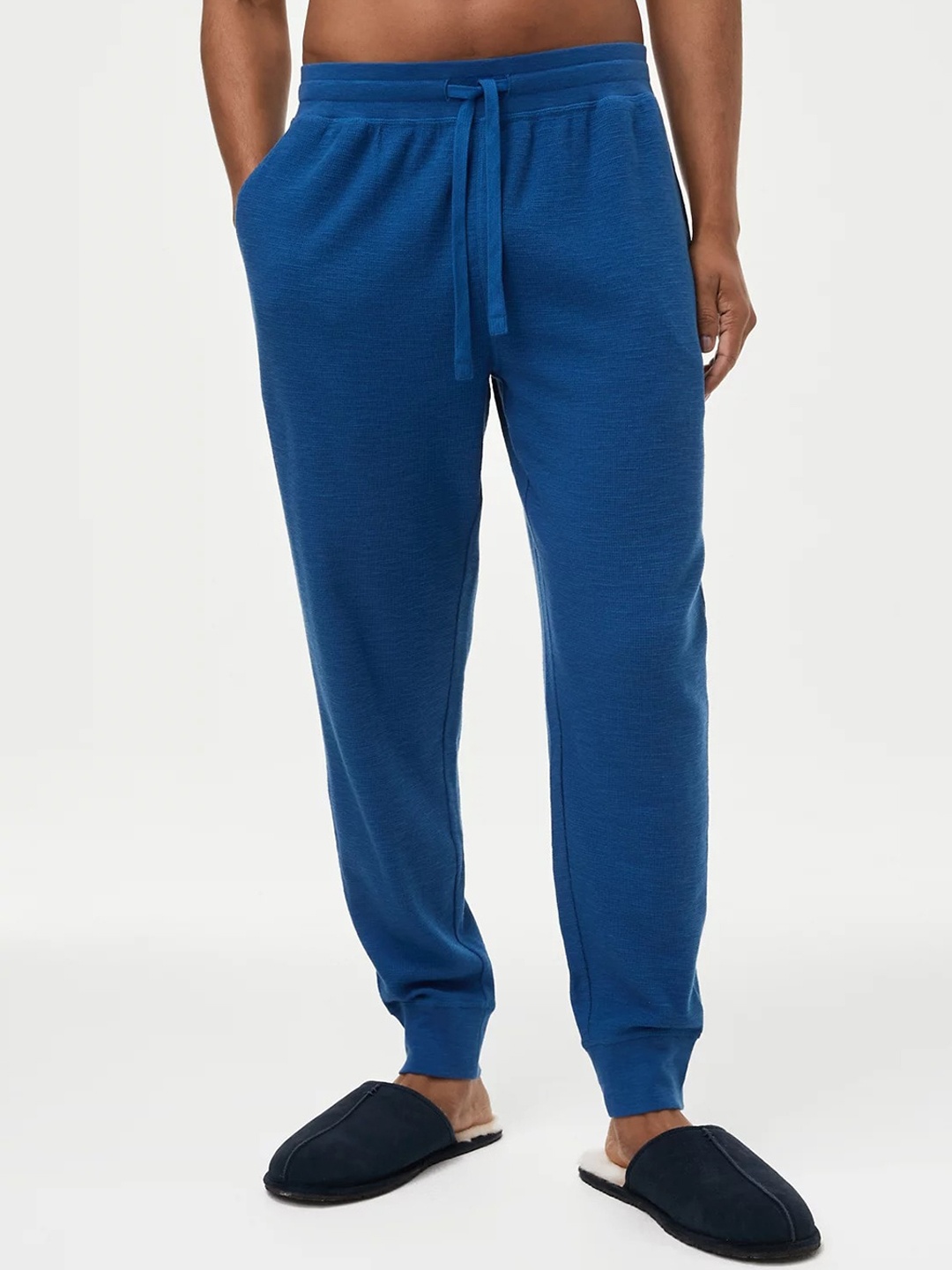 

Marks & Spencer Men Pure Cotton Lounge Joggers, Blue