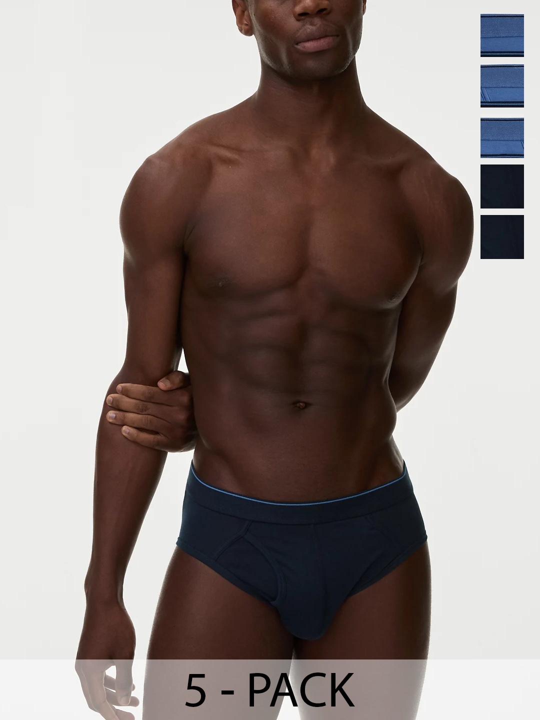 

Marks & Spencer Pack Of 5 Mid-Rise Basic Briefs T146743SBLUE MIX, Blue