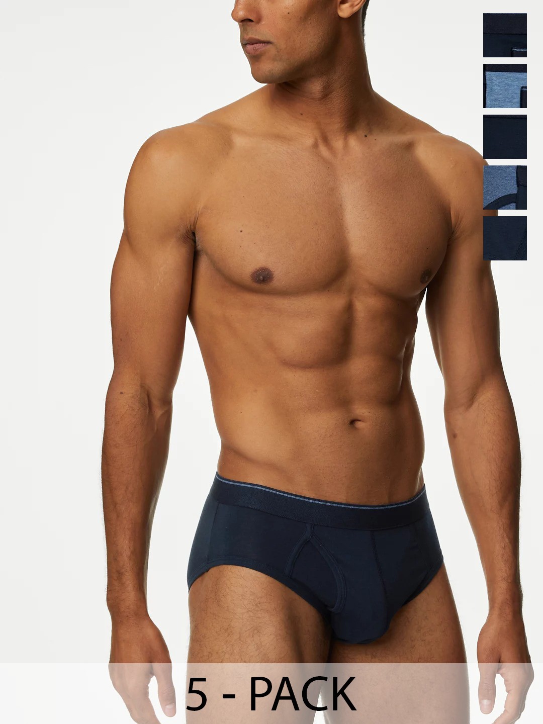 

Marks & Spencer Pack Of 5 Mid-Rise Basic Briefs T146766SDENIM MIX, Blue