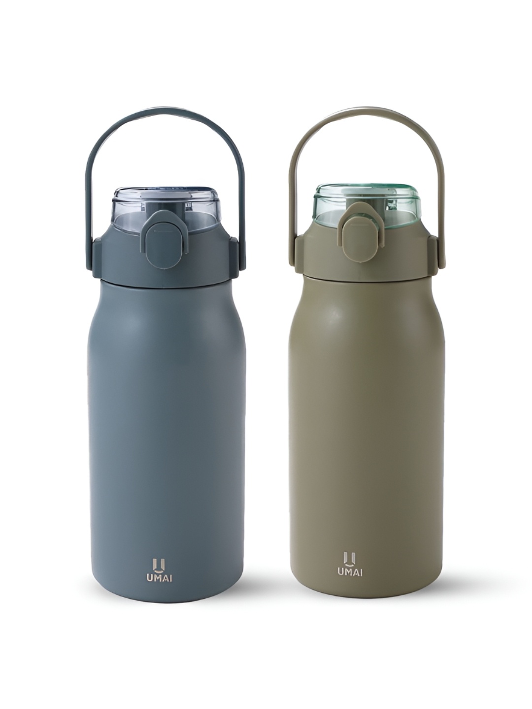 

UMAI Blue & Olive Green 2 Pcs Stainless Steel Double Wall Vacuum Water Bottle 1 Ltr