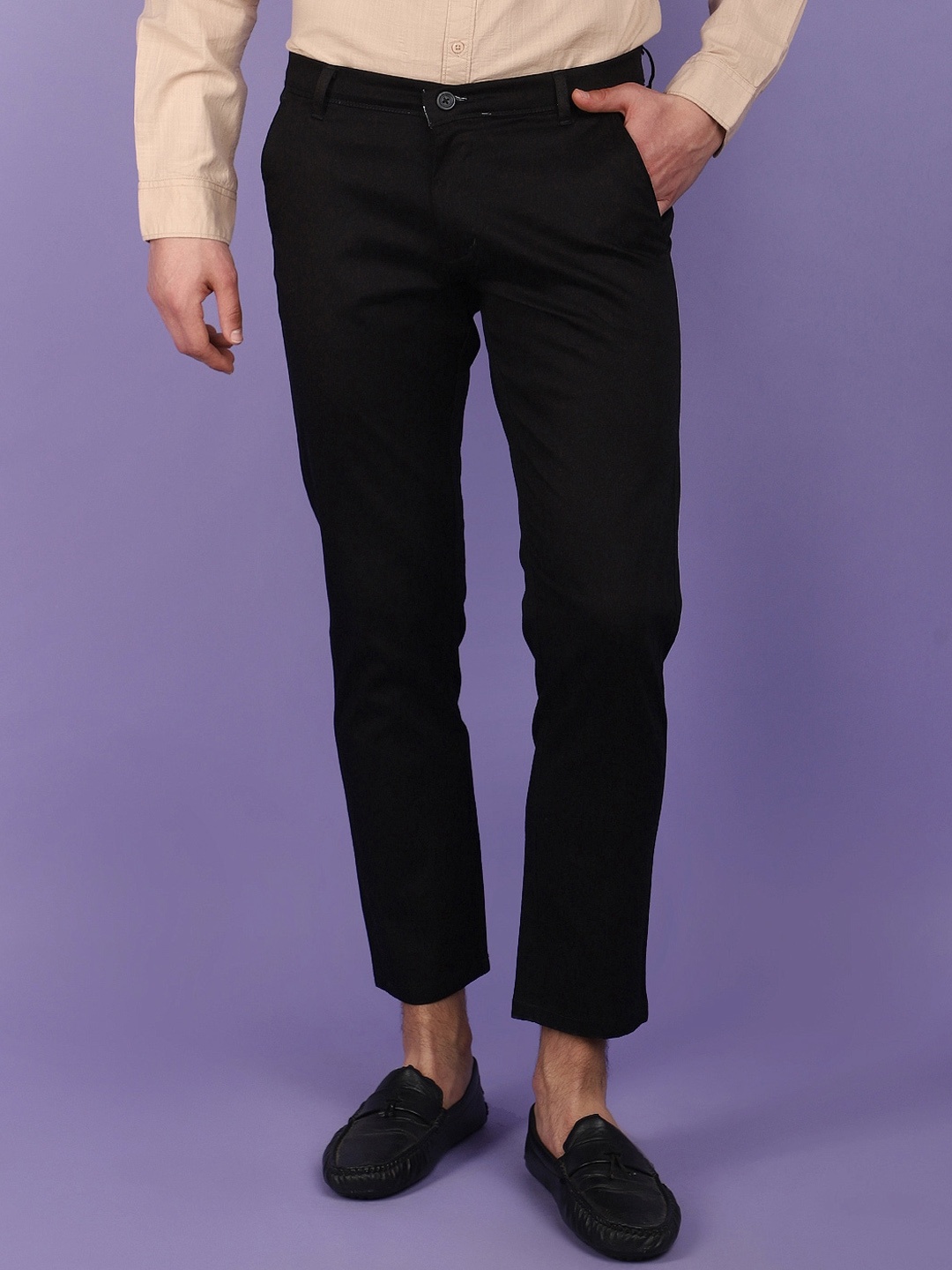 

V-Mart Men Mid-Rise Regular Fit Cotton Regular Trousers, Black