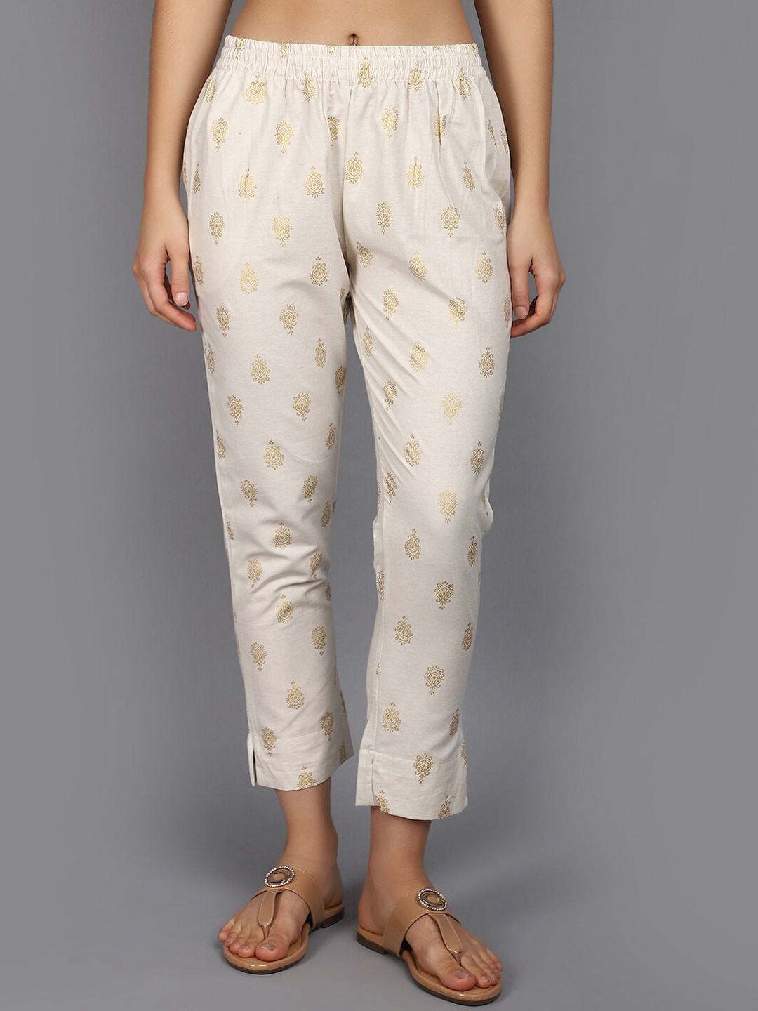 

V-Mart Women Regular Fit Mid-Rise Cotton Trousers, Off white
