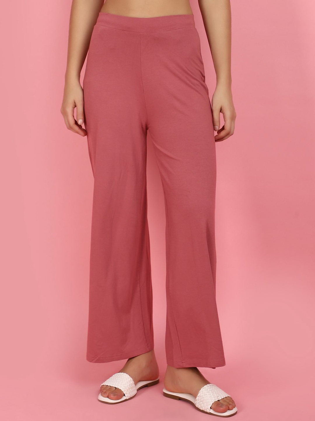 

V-Mart Women Mid Rise Regular Fit Cotton Parallel Trouser, Pink