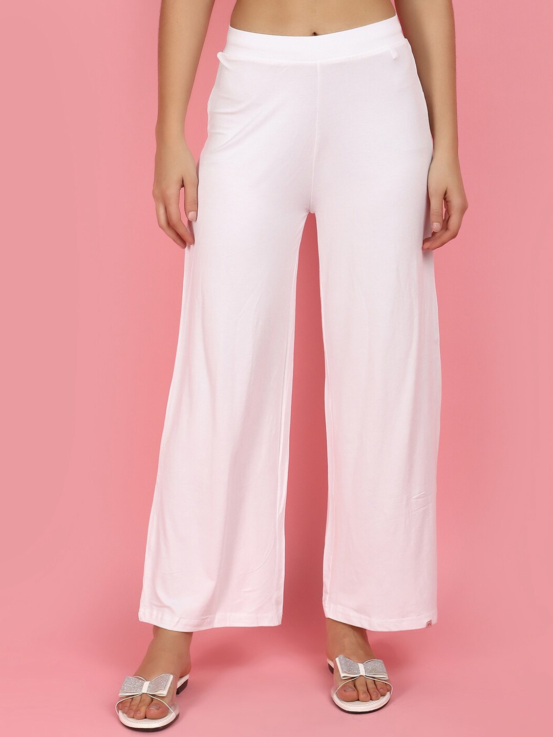 

V-Mart Women Cotton Parallel Trousers, White