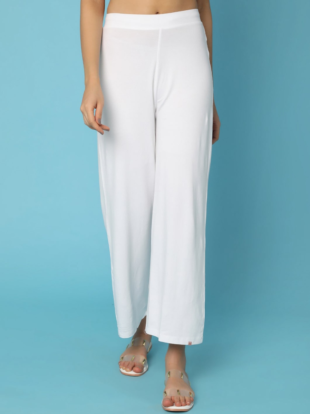 

V-Mart Women Mid Rise Regular Fit Cotton Parallel Trouser, White