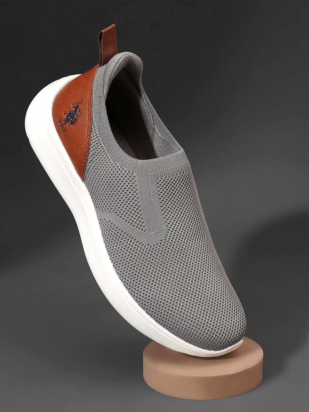 

U.S. Polo Assn. Men Textured Slip-On Sneakers, Grey