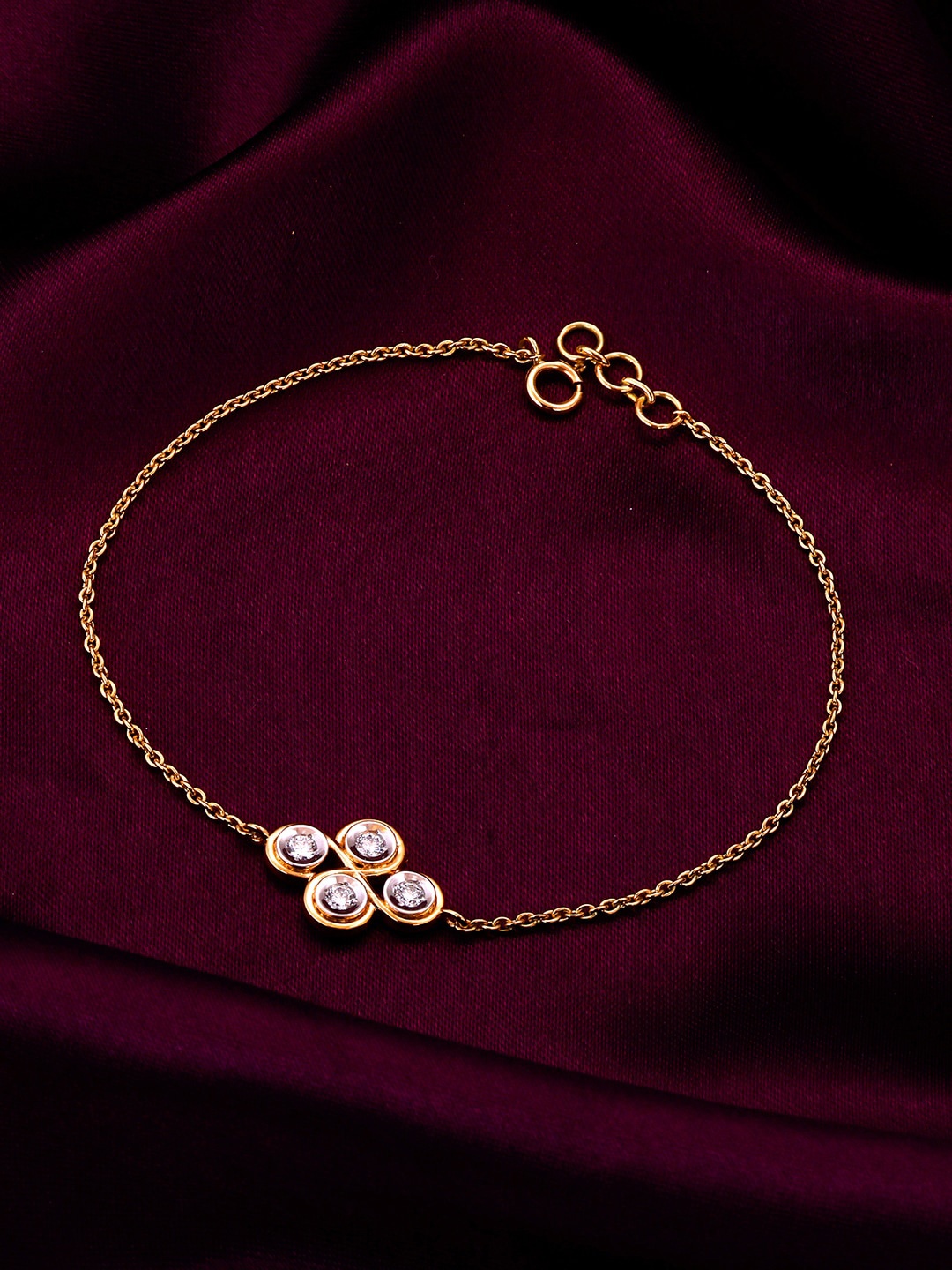 

GIVA Heavenly Floral 14KT Gold Diamond Studded Bracelet-2.38 gm