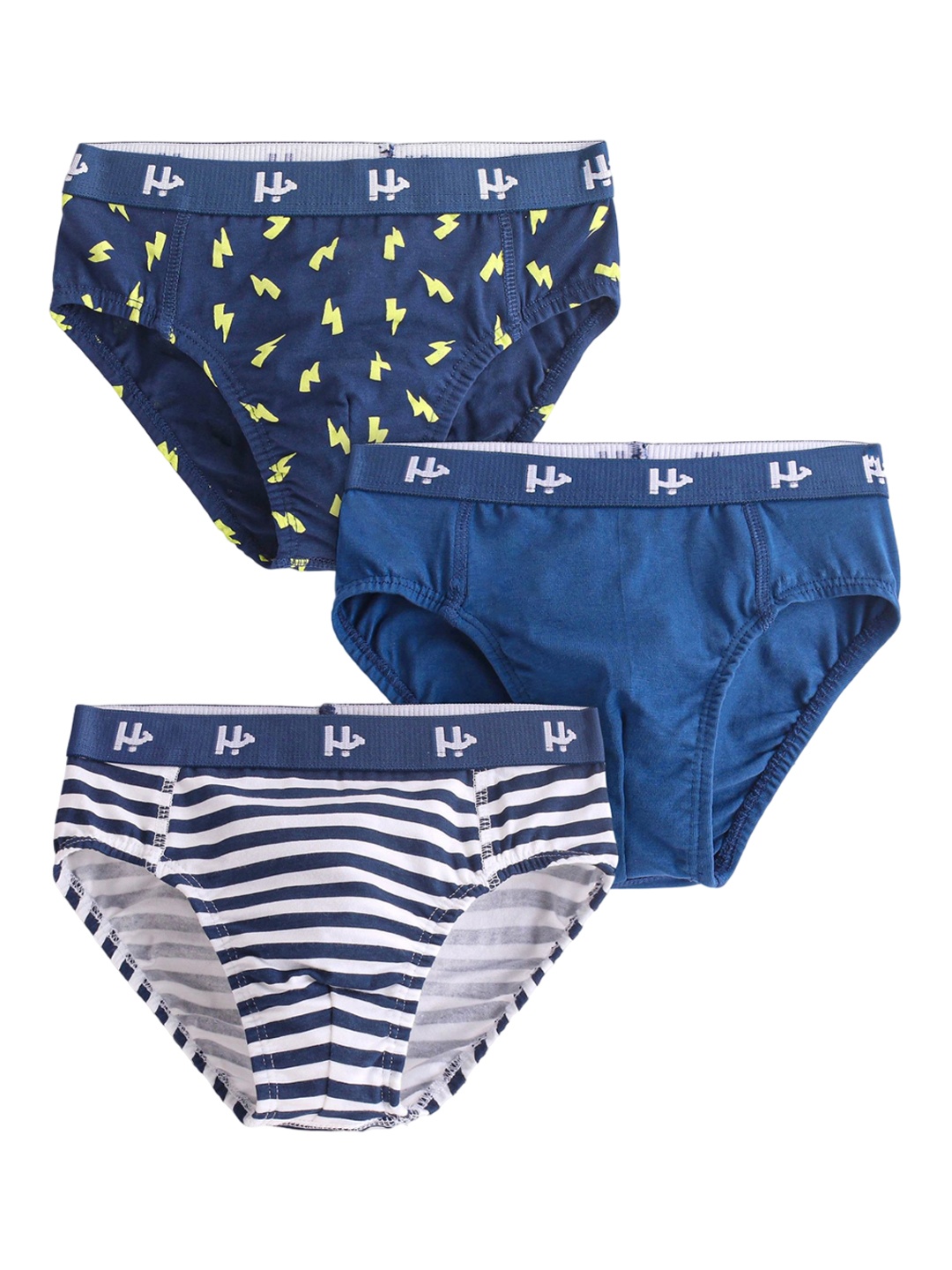 

Honeyhap Boys Pack Of 3 Mid-Rise Striped Briefs 13942828, Navy blue