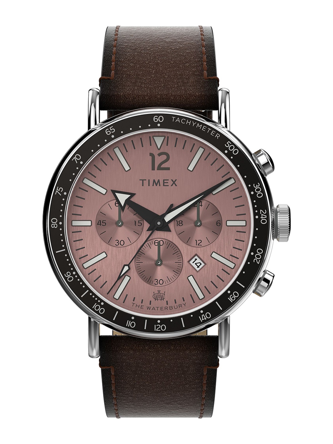 

Timex Men Waterbury Brass Printed Dial Analogue Watch TW2W47300UJ, Rose gold