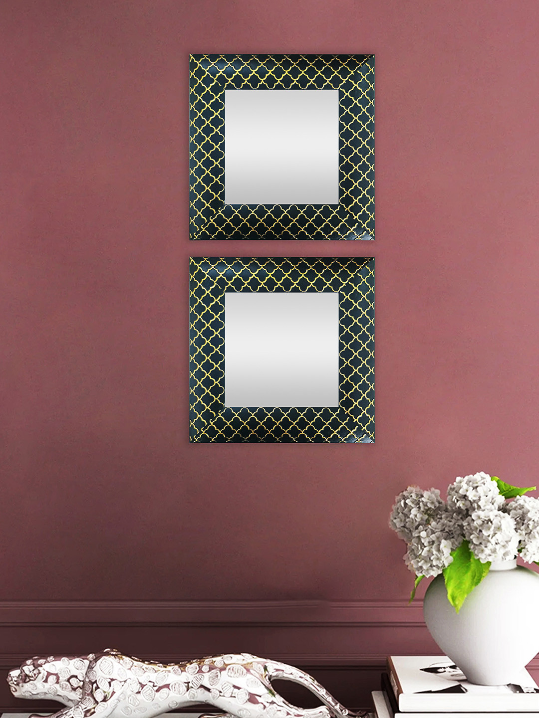 

Art Street Black & Beige 2-Pcs Patterned Square Shaped Wall Mirrors