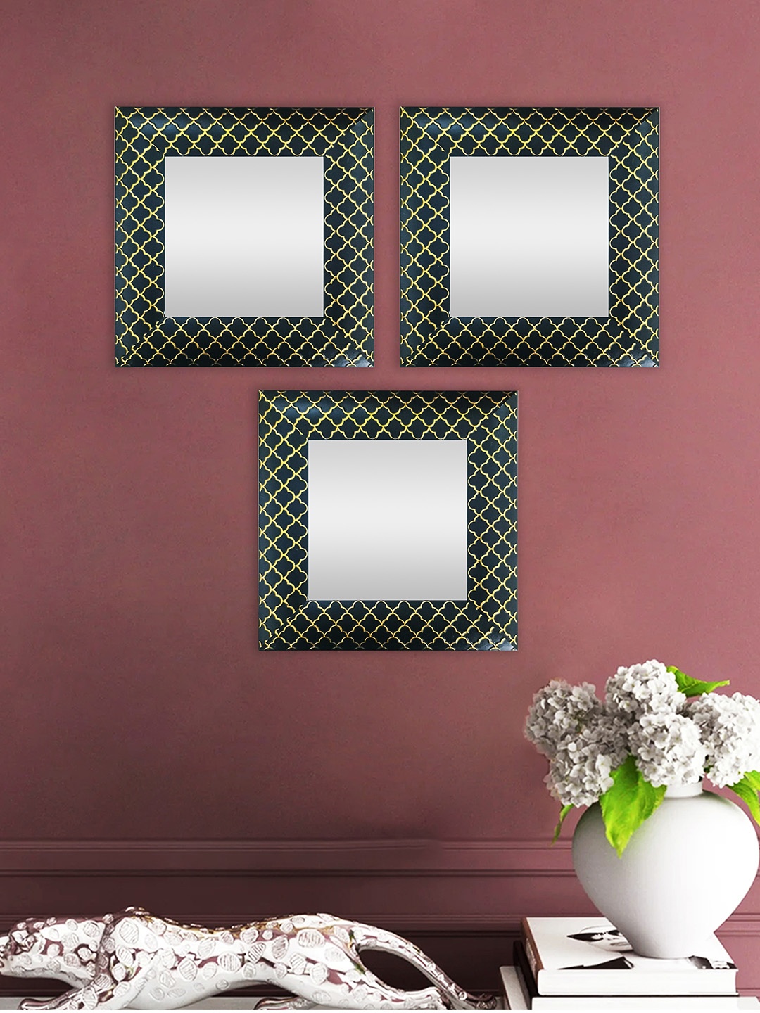 

Art Street Black & Beige 3 Pieces Patterned Square Shaped Wall Mirrors