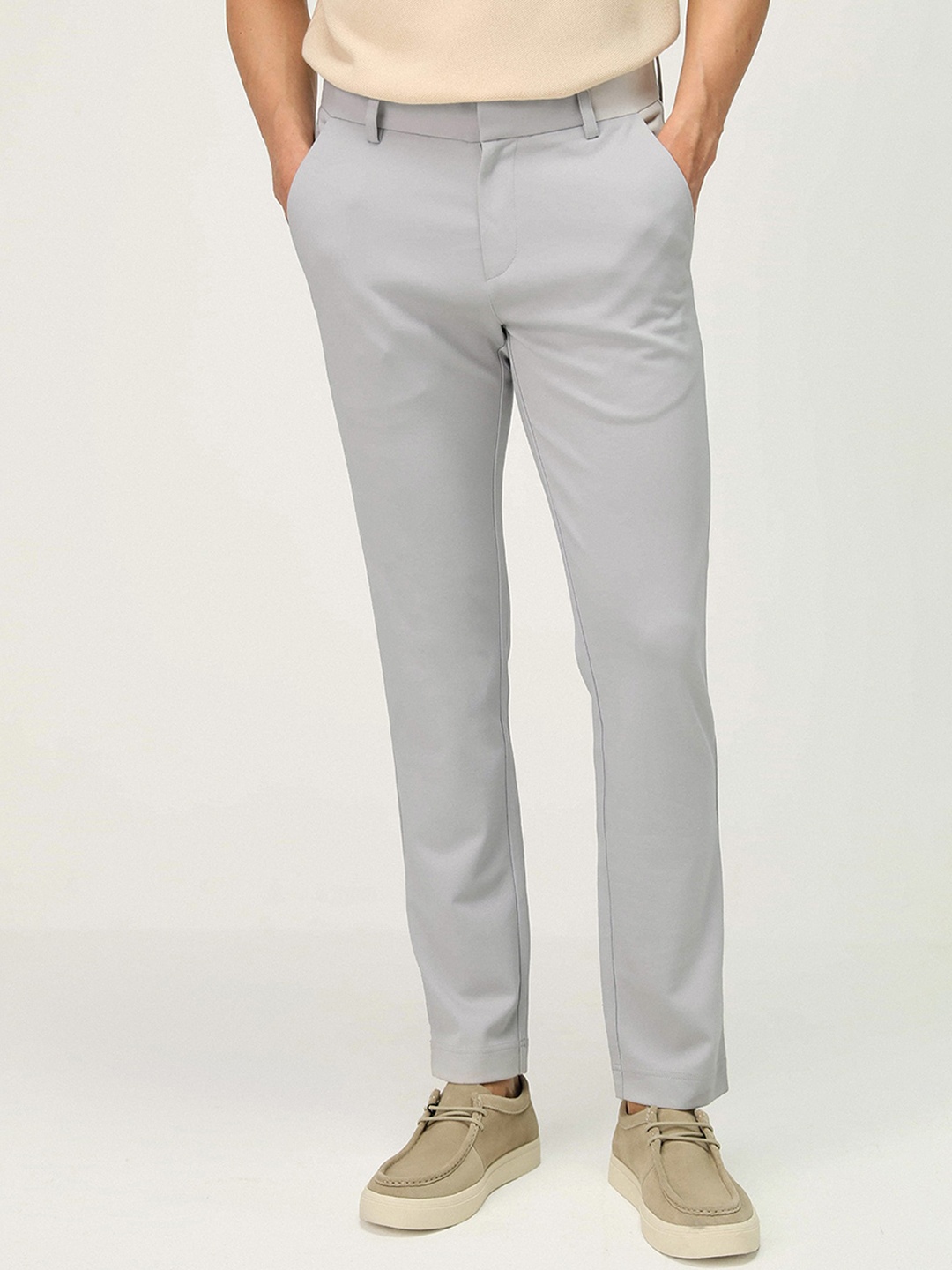 

Andamen Art Of Leisure Men Ultra Mid-Rise Easy Wash Chinos Trousers, Grey