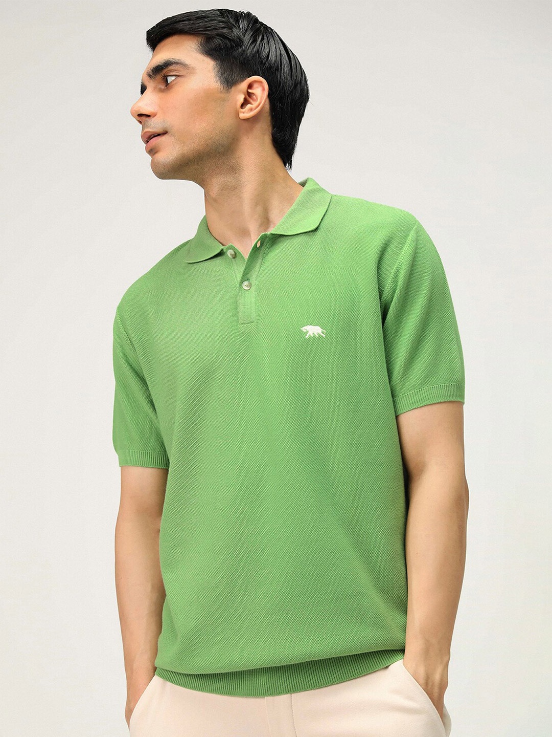 

Andamen Polo Collar Short Sleeves Cotton T-shirt, Green