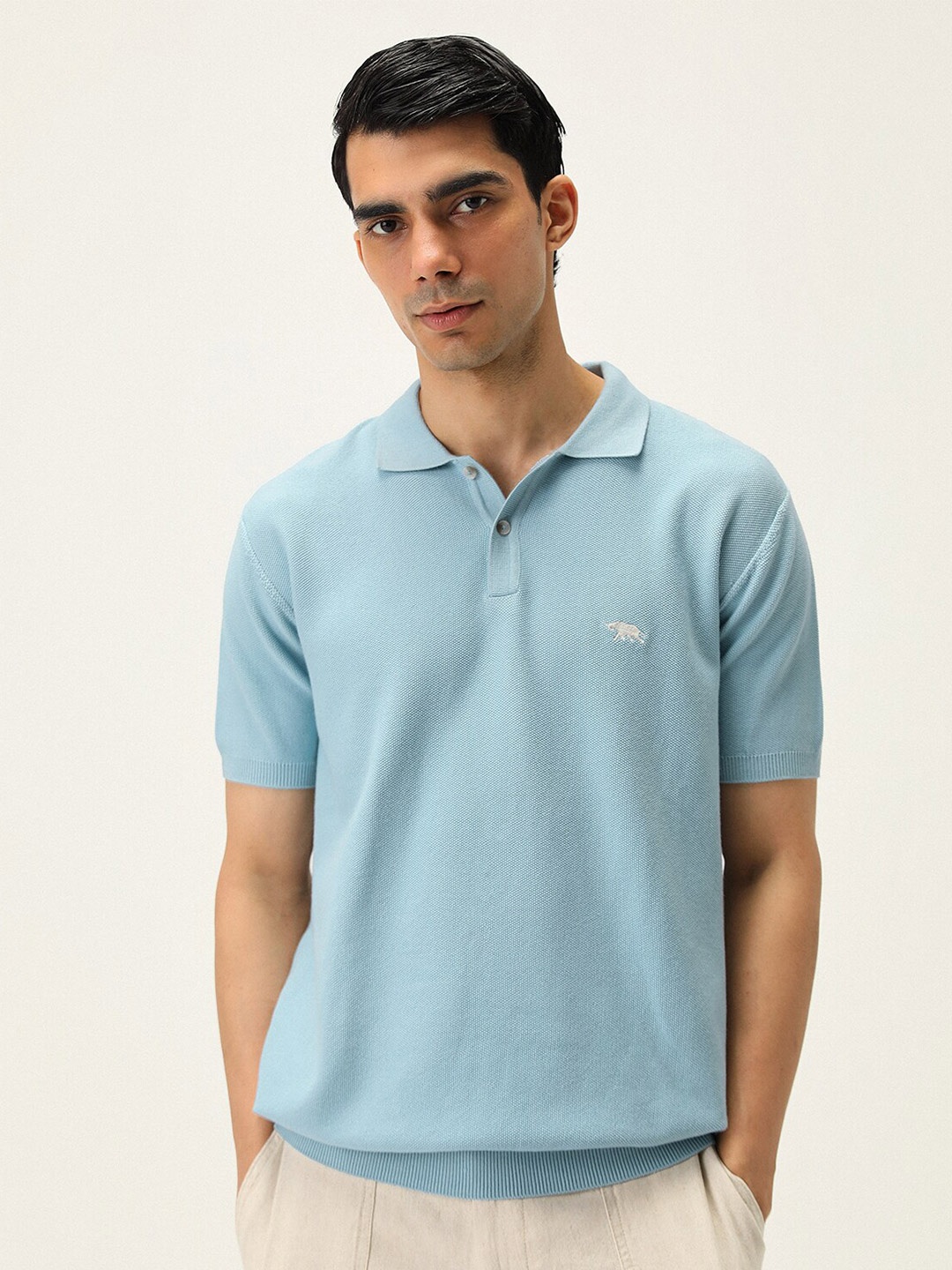 

Andamen Polo Collar Short Sleeves Cotton T-shirt, Blue
