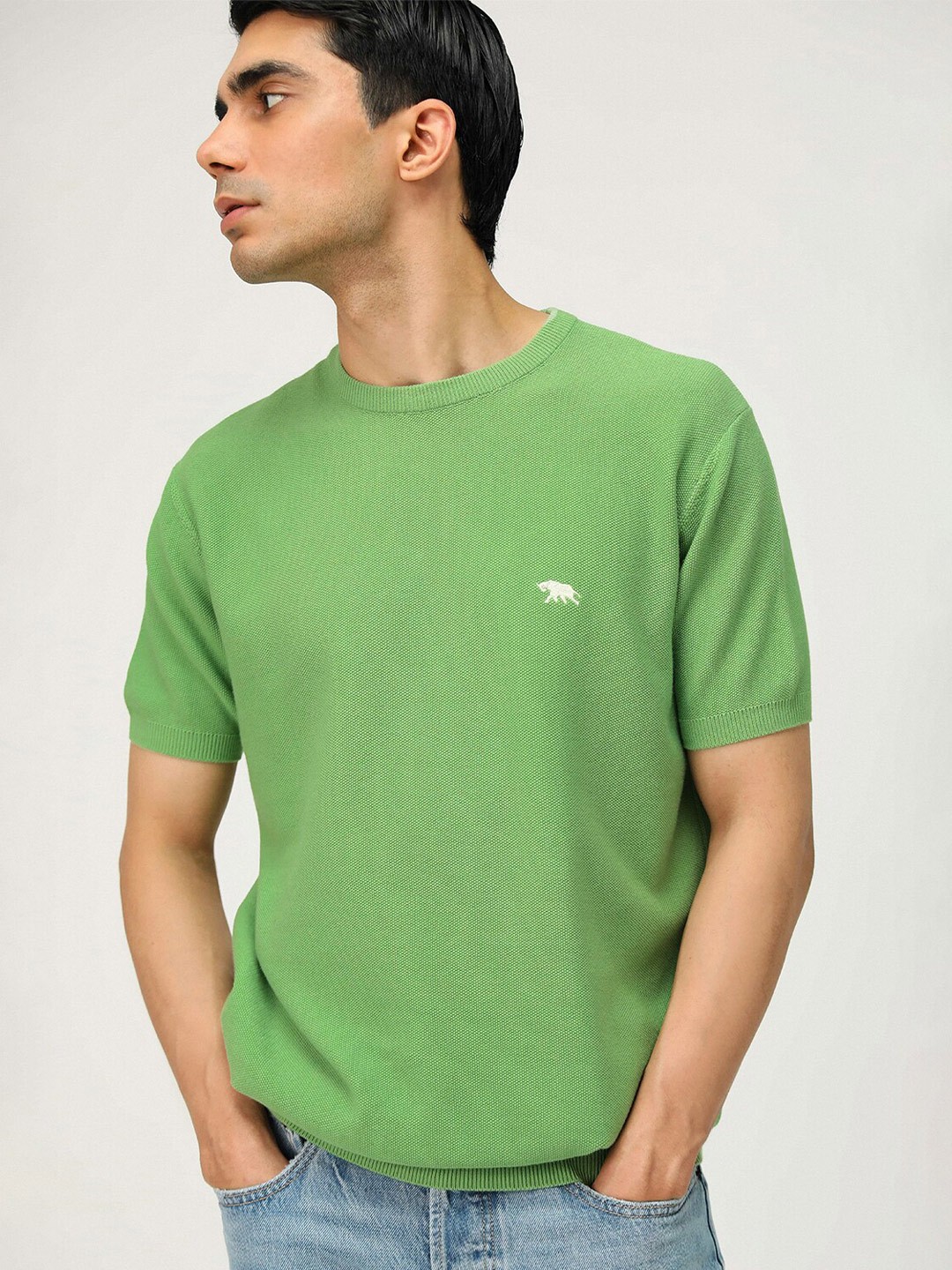 

Andamen Crew Neck Short Sleeves Cotton Casual Tshirt, Green