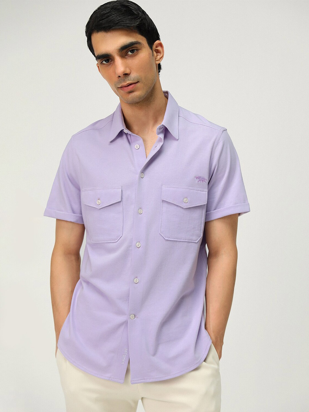 

Andamen Premium Cotton Spread Collar Casual Shirt, Lavender