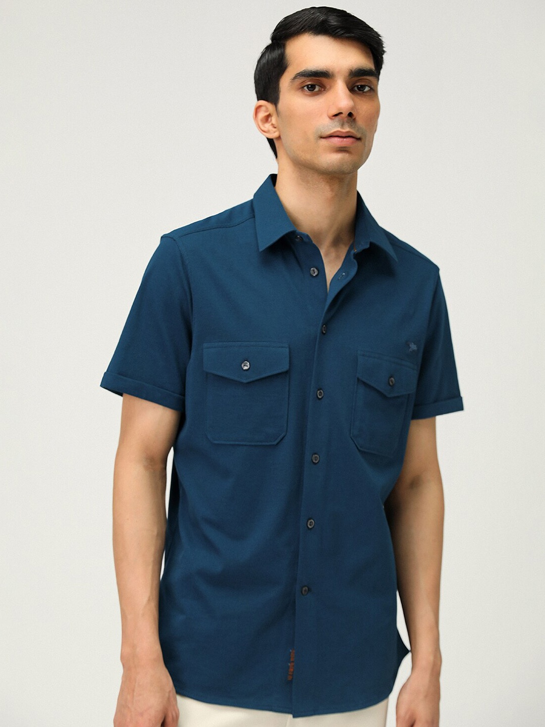 

Andamen Premium Cotton Spread Collar Casual Shirt, Blue