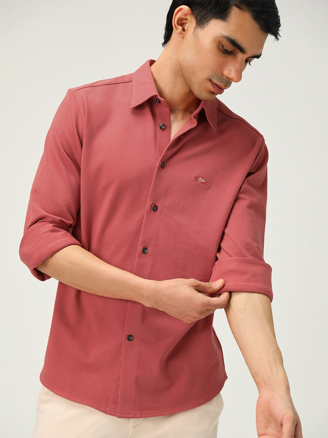 

Andamen Premium Spread Collar Opaque Cotton Casual Shirt, Red