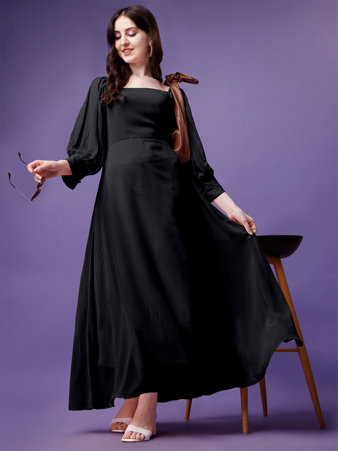 

Femvy Georgette Maxi Dress, Black