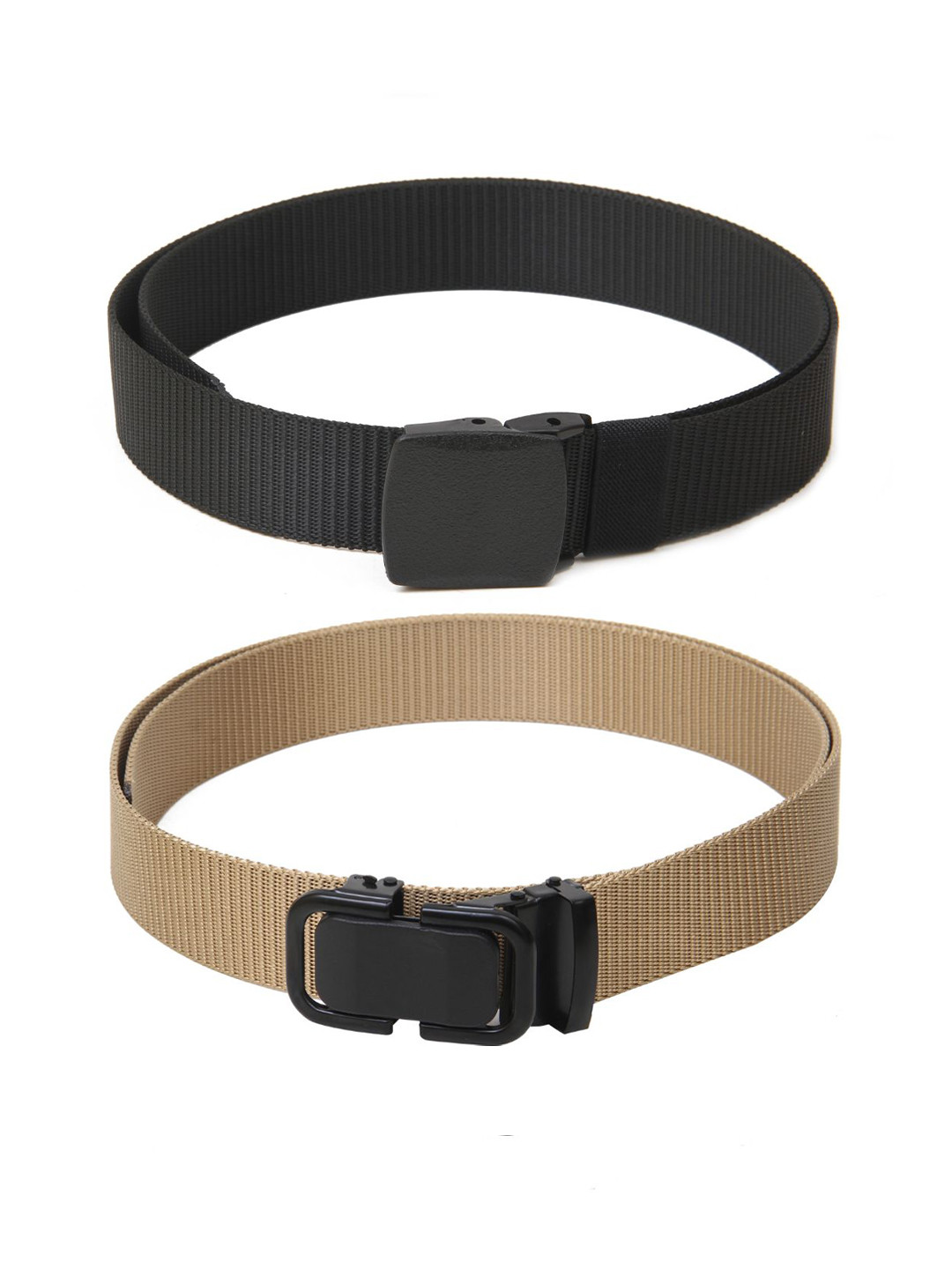 

Calvadoss Girls Set Of 2 Textured Canvas Belts, Black