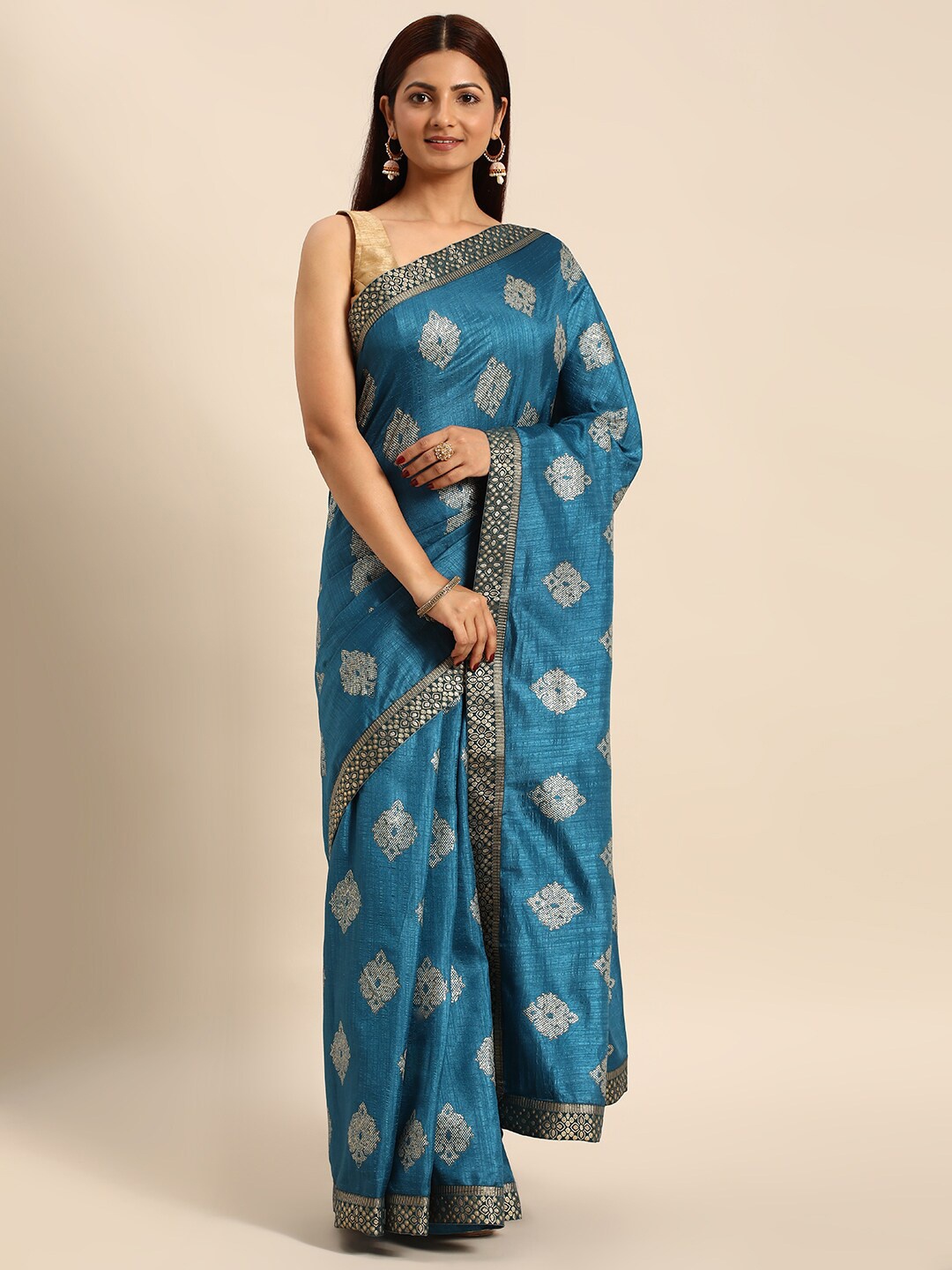 

HERE&NOW Ethnic Motifs Zari Saree, Blue