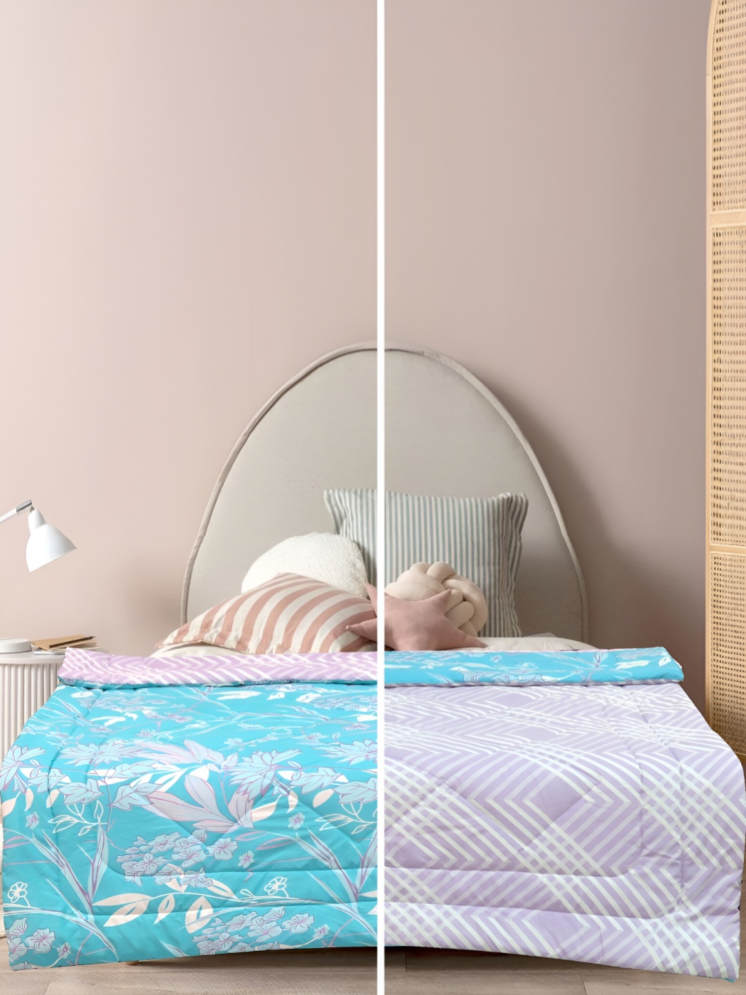 

Supreme Home Collective Blue & White Printed Cotton AC Room 300 GSM Single Bed Comforter