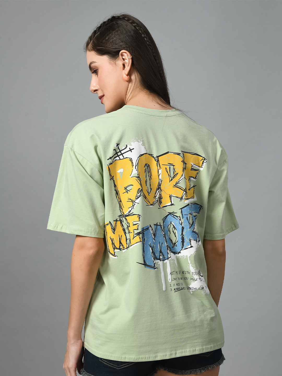 

Kook N Keech Green Typography Printed Bio Finish Oversized Cotton T-shirt