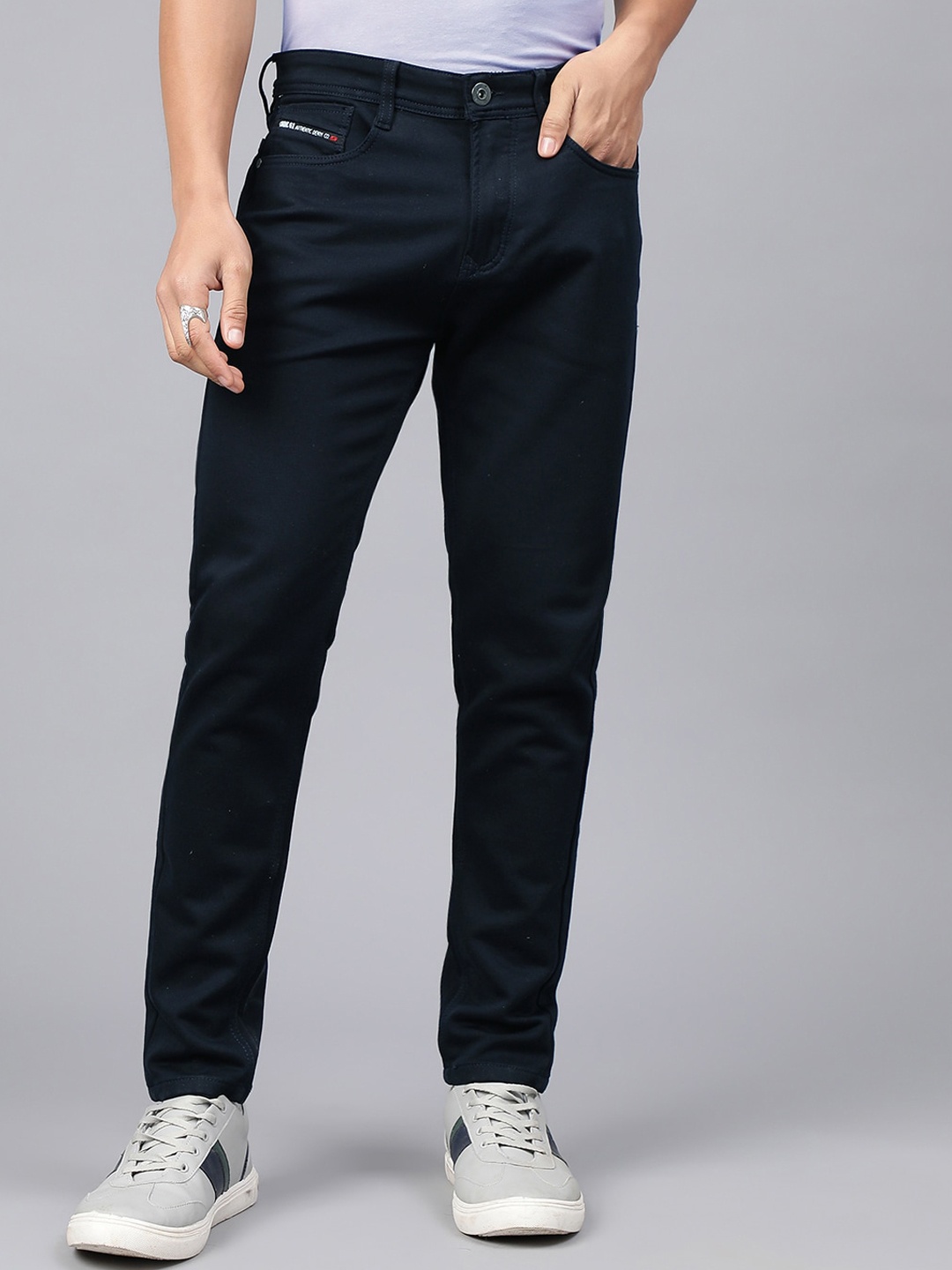 

Code 61 Men Skinny Fit Low-Rise Dark Shade Stretchable Jeans, Navy blue