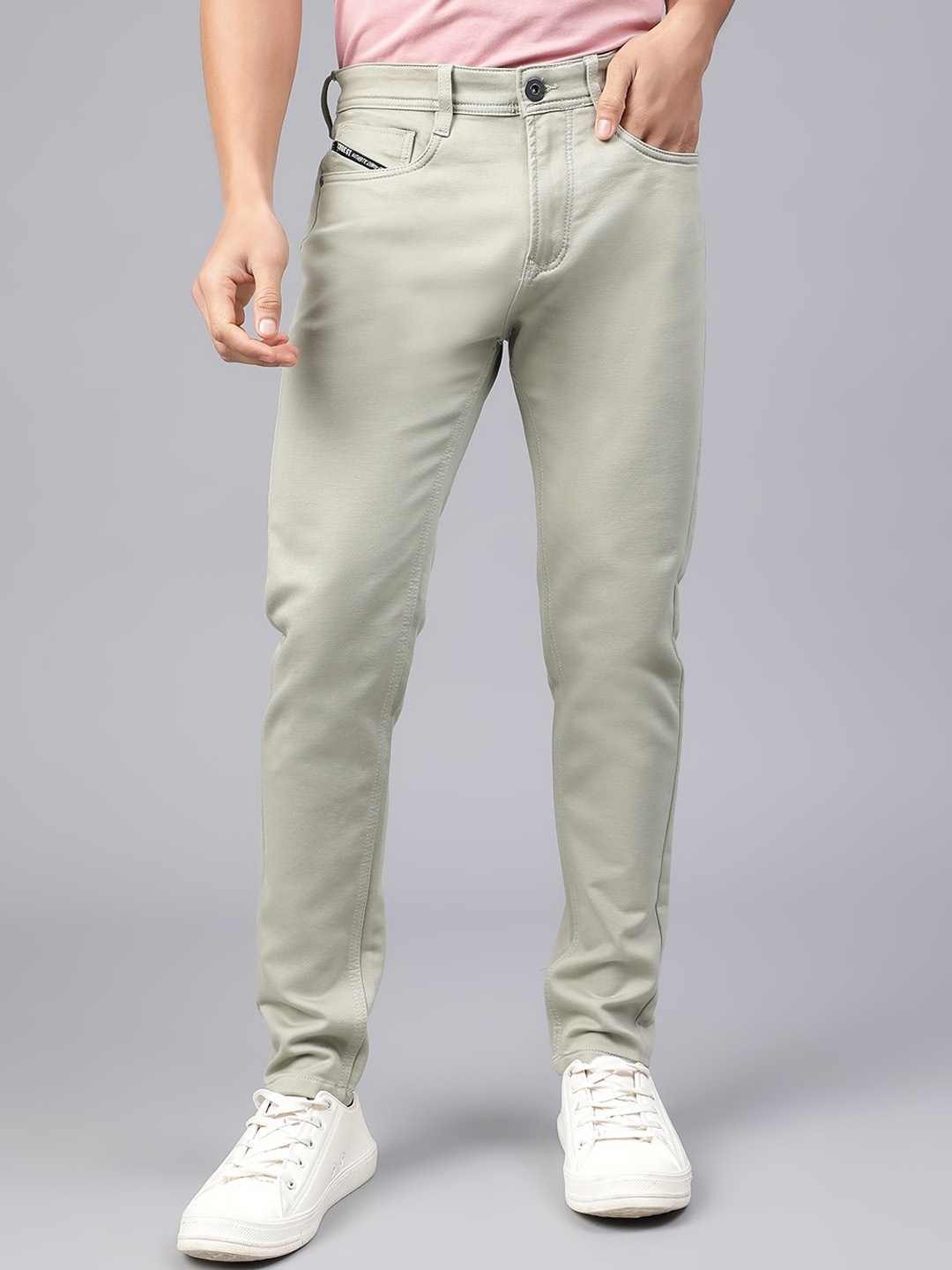 

Code 61 Men Skinny Fit Low-Rise Coloured Shade Stretchable Jeans, Green