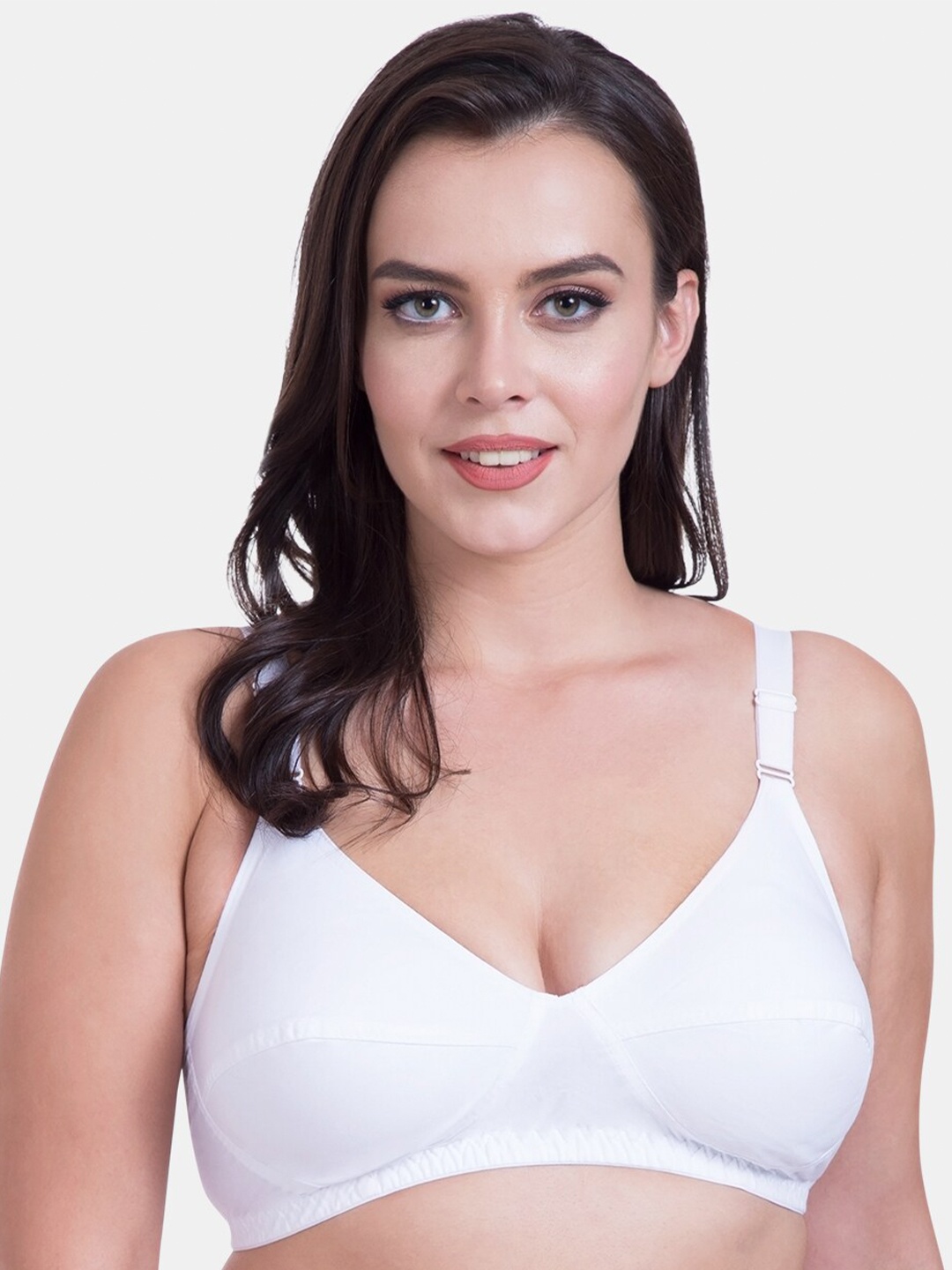 

Souminie Plus Size Full Coverage Non Padded Pure Cotton Minimiser Bra With All Day Comfort, White