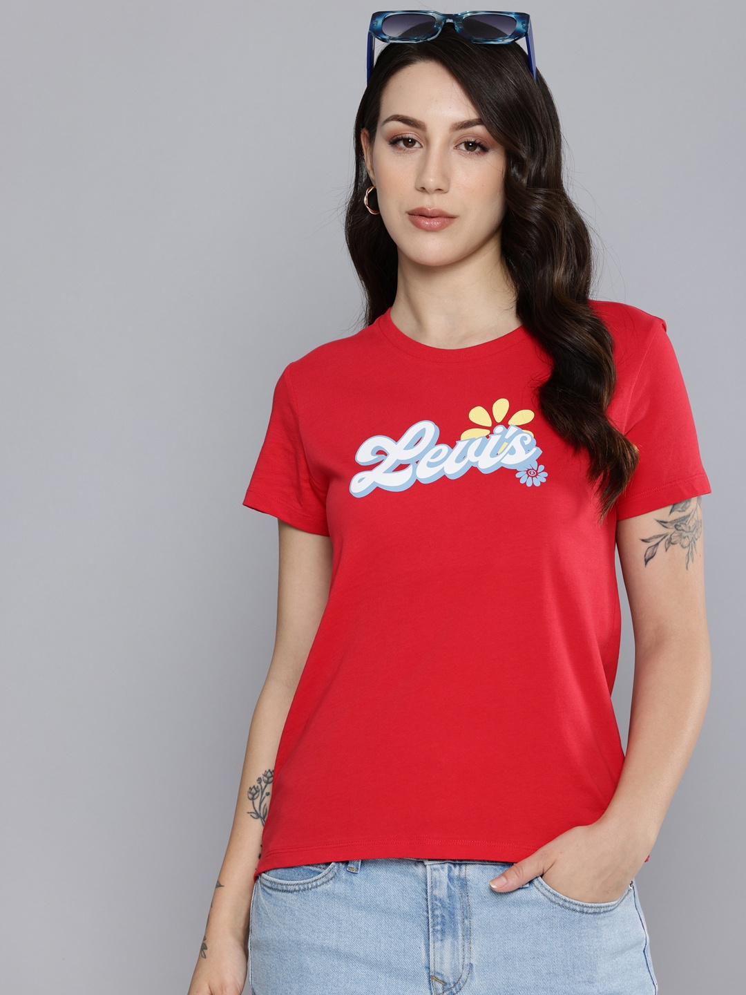 

Levis Brand Logo Printed Pure Cotton T-shirt, Red