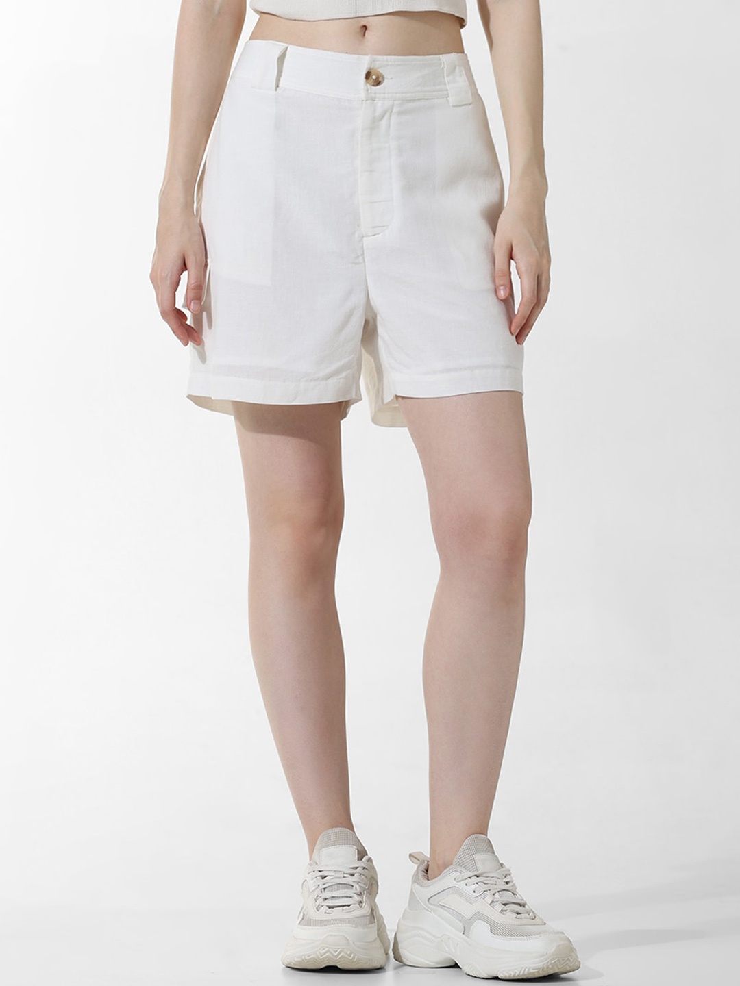 ONLY Women High-Rise Shorts, White