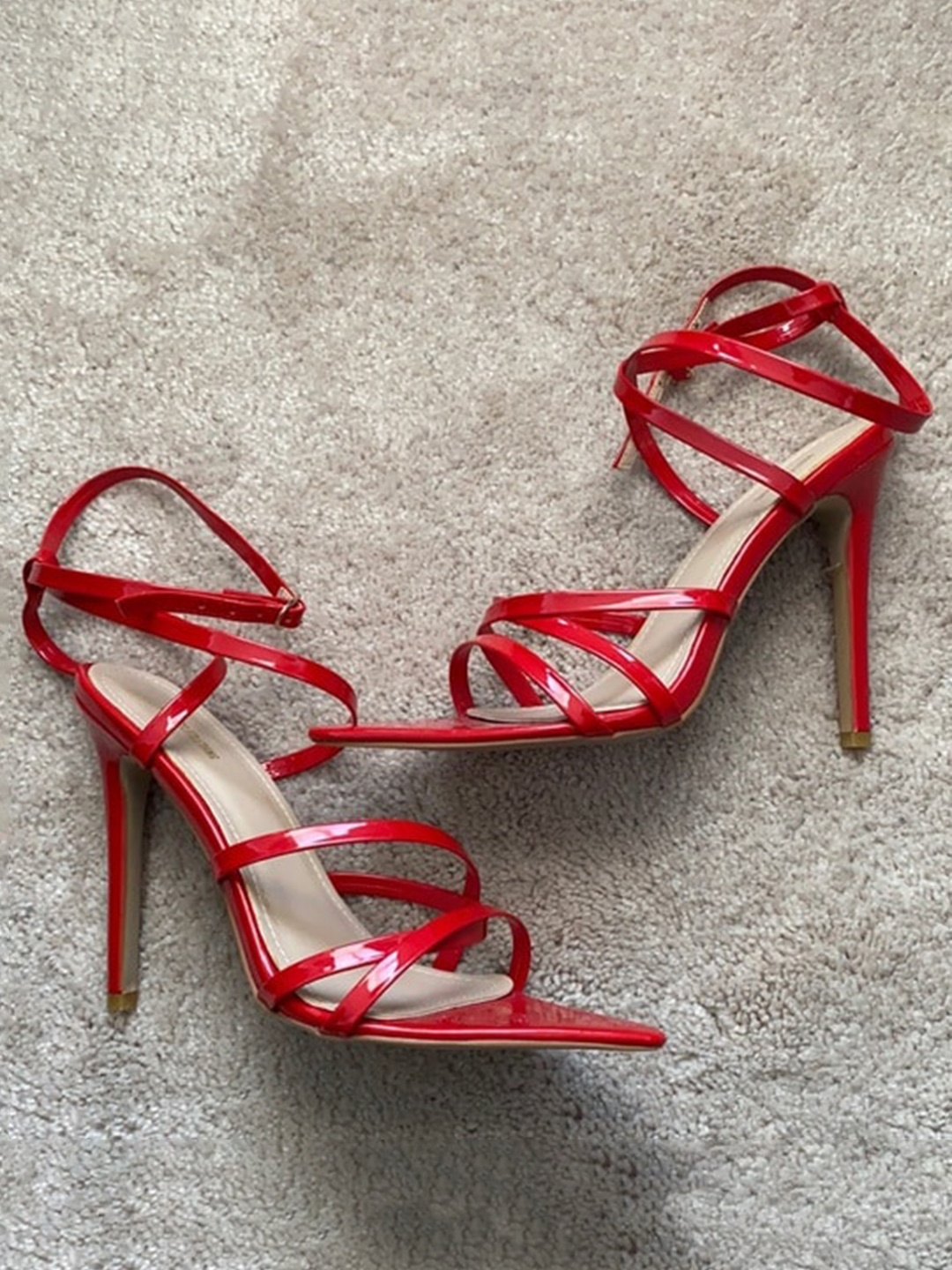 

Try Me Suede Stiletto Heeled Gladiators, Red