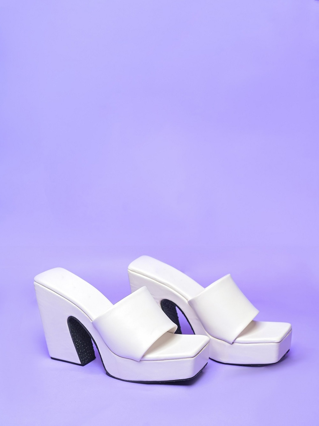 

Try Me Open Toe Block Heels, White
