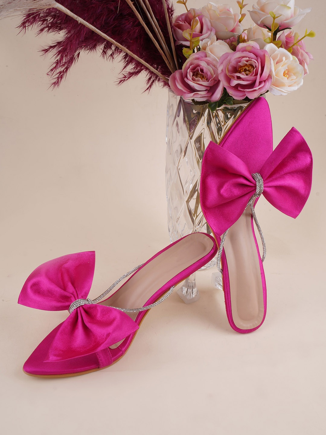 

Try Me Embellished Open Toe Suede Stiletto Heels, Pink