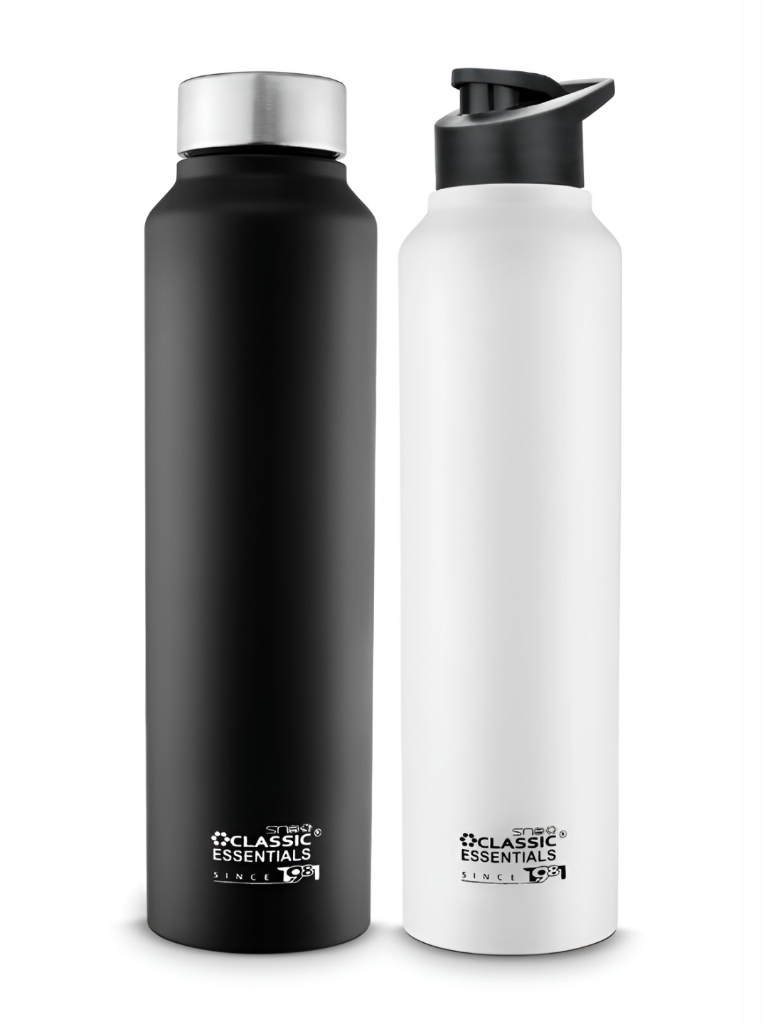 

Classic Essentials Black 2 Pieces Brand Logo Printed Stainless Steel Water Bottle 1l