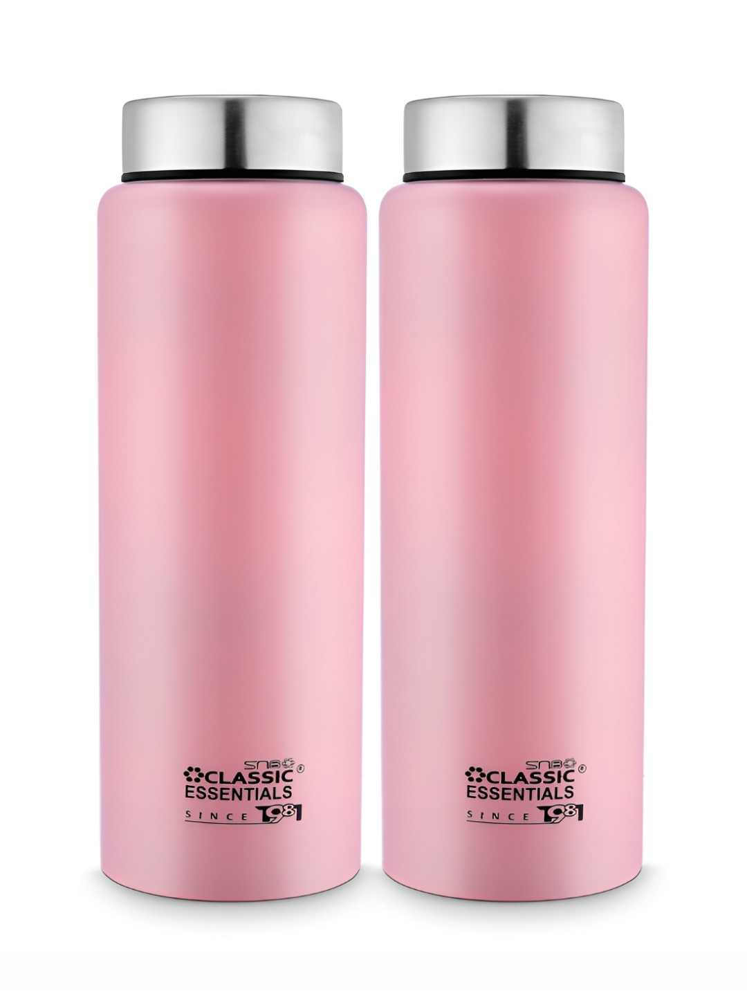

Classic Essentials Pink 2 Pieces Stainless Steel Water Bottles 1 L Each
