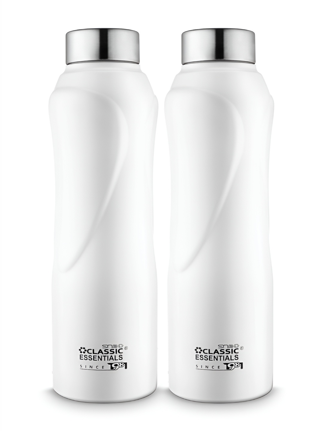

Classic Essentials White 2 Pieces Stainless Steel Water Bottles 1 L Each